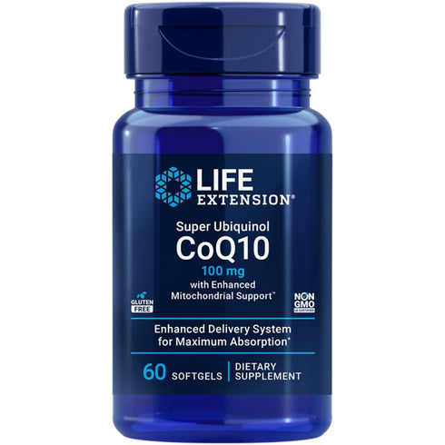 Super Ubiquinol 100mg CoQ10 with Enhanced Mitochondrial Support 60 Capsules-Life Extension-Matakana Pharmacy